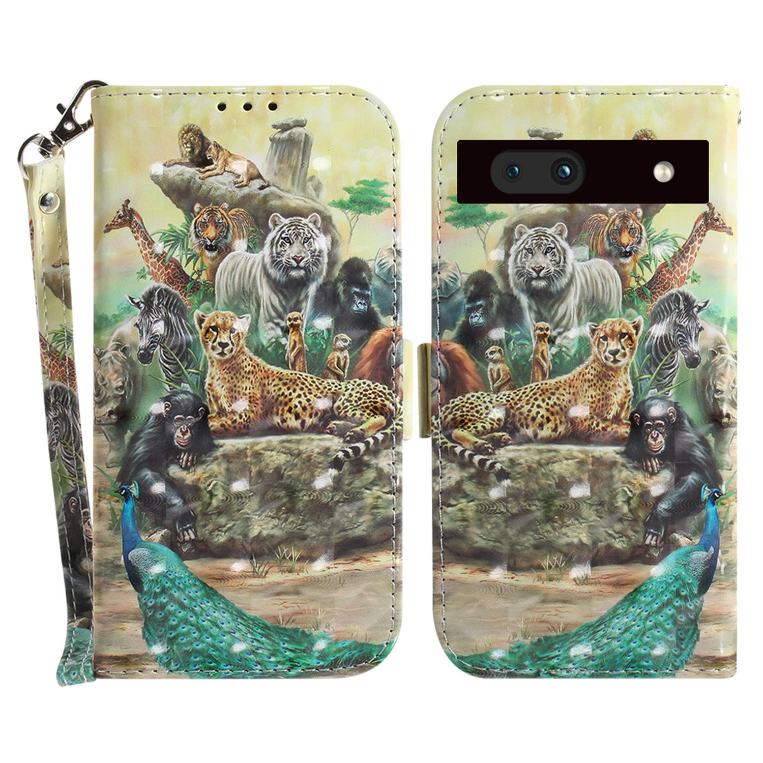 Shockproof Phone Cover Stand for Google Pixel 7a PU Leather 3D Pattern Printing Phone Flip Wallet Case with Strap Shockproof Phone Cover Stand for Google Pixel 7a PU Leather 3D Pattern Printing Phone Flip Wallet Case with Strap